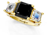 Yellow gold Fancy Black Asscher Cut Diamond Three-Stone Ring with Channel Set Band and Four-Prong Setting_37
