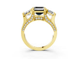 Yellow gold Fancy Black Asscher Cut Diamond Three-Stone Ring with Channel Set Band and Four-Prong Setting_39