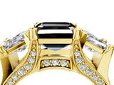 Yellow gold Fancy Black Asscher Cut Diamond Three-Stone Ring with Channel Set Band and Four-Prong Setting_40