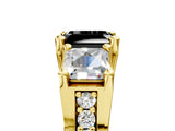 Yellow gold Fancy Black Asscher Cut Diamond Three-Stone Ring with Channel Set Band and Four-Prong Setting_41