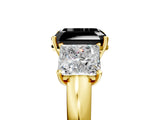 Yellow gold Fancy Black Asscher Cut Diamond Three-Stone Ring with Four-Prong Setting and Classic Band_5