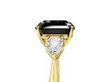 Yellow gold Fancy Black Asscher Cut Diamond Three-Stone Ring with Pear Side Stones and Four-Prong Setting_29