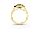 Yellow gold Fancy Black Asscher Cut Halo Bezel Diamond Pave Band Ring_3