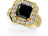 Yellow gold Fancy Black Asscher Cut Halo Diamond Engagement Ring with Pave Split Shank and Four-Prong Setting_13