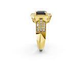 Yellow gold Fancy Black Asscher Cut Halo Diamond Engagement Ring with Pave Split Shank and Four-Prong Setting_14