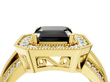 Yellow gold Fancy Black Asscher Cut Halo Diamond Engagement Ring with Pave Split Shank and Four-Prong Setting_16