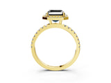 Yellow gold Fancy Black Asscher Cut Halo Diamond Pave Band with Prong Setting_3