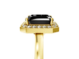 Yellow gold Fancy Black Asscher Cut Halo Diamond Ring with Solitaire Band and Prong Setting_5