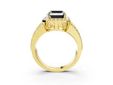 Yellow gold Fancy Black Asscher Cut Halo Diamond Ring with Split Shank and Four-Prong Setting_3