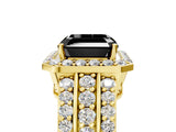 Yellow gold Fancy Black Asscher Cut Halo Diamond Ring with Split Shank and Four-Prong Setting_5
