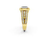 Yellow gold Fancy Black Asscher Cut Halo Diamond Split Shank Ring with Prong Setting_2
