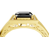 Yellow gold Fancy Black Asscher Cut Halo Diamond Split Shank Ring with Prong Setting_4