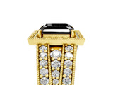 Yellow gold Fancy Black Asscher Cut Halo Diamond Split Shank Ring with Prong Setting_5