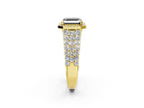 Yellow gold Fancy Black Asscher Cut Halo Pavé Diamond Engagement Ring with Split Shank and Four-Prong Setting_5