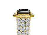 Yellow gold Fancy Black Asscher Cut Halo Pavé Diamond Engagement Ring with Split Shank and Four-Prong Setting_8
