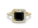 Yellow gold Fancy Black Asscher Cut Halo Round Diamond Pavé Band with Four-Prong Setting_3