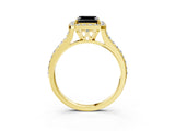 Yellow gold Fancy Black Asscher Cut Halo Round Diamond Pavé Band with Four-Prong Setting_6