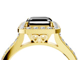 Yellow gold Fancy Black Asscher Cut Halo Round Diamond Pavé Band with Four-Prong Setting_7
