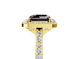 Yellow gold Fancy Black Asscher Cut Halo Round Diamond Pavé Band with Four-Prong Setting_8