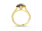 Yellow gold Fancy Black Asscher Cut Halo Round Diamond Solitaire Engagement Ring with Pave Band and Four-Prong Setting_15