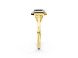 Yellow gold Fancy Black Asscher Cut Halo Round Diamond Solitaire Ring with Pavé Band and Four-Prong Setting_2