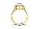 Yellow gold Fancy Black Asscher Cut Halo Round Diamond Twist Band with Four-Prong Setting_3