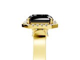 Yellow gold Fancy Black Asscher Cut Halo Round Diamond Twist Band with Four-Prong Setting_5