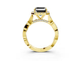 Yellow gold Fancy Black Asscher Cut Halo Twist Band with Four-Prong Setting_15