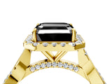 Yellow gold Fancy Black Asscher Cut Halo Twist Band with Four-Prong Setting_16