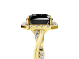 Yellow gold Fancy Black Asscher Cut Halo Twist Band with Four-Prong Setting_17