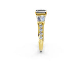 Yellow gold Fancy Black Asscher Cut Solitaire Baguette Side Stone Channel Set Engagement Ring_2