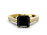 Yellow gold Fancy Black Asscher Cut Solitaire Cathedral Diamond Engagement Ring with Channel-Set Band and Four-Prong Setting_3