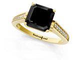Yellow gold Fancy Black Asscher Cut Solitaire Cathedral Diamond Engagement Ring with Channel-Set Band and Four-Prong Setting_4
