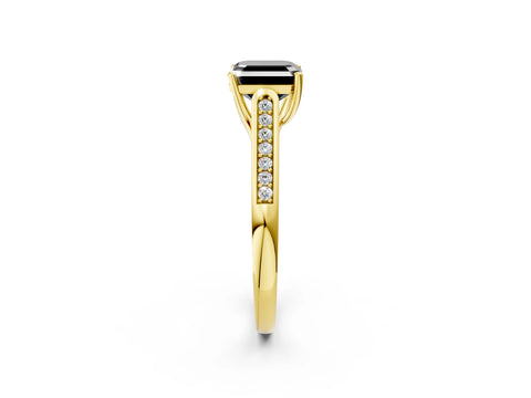Yellow gold Fancy Black Asscher Cut Solitaire Cathedral Diamond Engagement Ring with Channel-Set Band and Four-Prong Setting_5