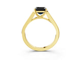 Yellow gold Fancy Black Asscher Cut Solitaire Cathedral Diamond Engagement Ring with Channel-Set Band and Four-Prong Setting_6