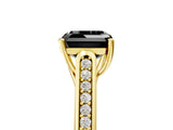 Yellow gold Fancy Black Asscher Cut Solitaire Cathedral Diamond Engagement Ring with Channel-Set Band and Four-Prong Setting_8