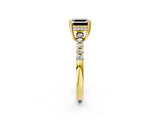 Yellow gold Fancy Black Asscher Cut Solitaire Diamond Engagement Ring with Pavé Band and Six-Prong Setting_2