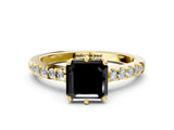 Yellow gold Fancy Black Asscher Cut Solitaire Diamond Engagement Ring with Pavé Band and Six-Prong Setting_24