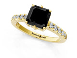 Yellow gold Fancy Black Asscher Cut Solitaire Diamond Engagement Ring with Pavé Band and Six-Prong Setting_25