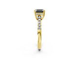 Yellow gold Fancy Black Asscher Cut Solitaire Diamond Engagement Ring with Pavé Band and Six-Prong Setting_26