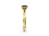 Yellow gold Fancy Black Asscher Cut Solitaire Diamond Engagement Ring with Twisted Pave Band and Four-Prong Setting_5
