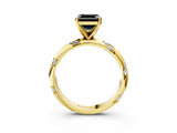 Yellow gold Fancy Black Asscher Cut Solitaire Diamond Engagement Ring with Twisted Pave Band and Four-Prong Setting_6