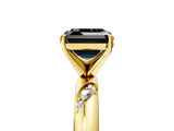 Yellow gold Fancy Black Asscher Cut Solitaire Diamond Engagement Ring with Twisted Pave Band and Four-Prong Setting_8