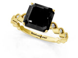 Yellow gold Fancy Black Asscher Cut Solitaire Diamond Ring with Infinity Twist Band and Four-Prong Setting_1