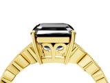 Yellow gold Fancy Black Asscher Cut Solitaire Diamond Ring with Infinity Twist Band and Four-Prong Setting_4