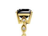 Yellow gold Fancy Black Asscher Cut Solitaire Diamond Ring with Infinity Twist Band and Four-Prong Setting_5