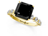 Yellow gold Fancy Black Asscher Cut Solitaire Diamond Ring with Pave Band and Four-Prong Setting_1
