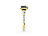 Yellow gold Fancy Black Asscher Cut Solitaire Diamond Ring with Pave Band and Four-Prong Setting_2