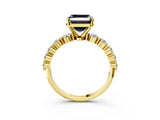 Yellow gold Fancy Black Asscher Cut Solitaire Diamond Ring with Pave Band and Four-Prong Setting_3