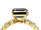 Yellow gold Fancy Black Asscher Cut Solitaire Diamond Ring with Pave Band and Four-Prong Setting_4